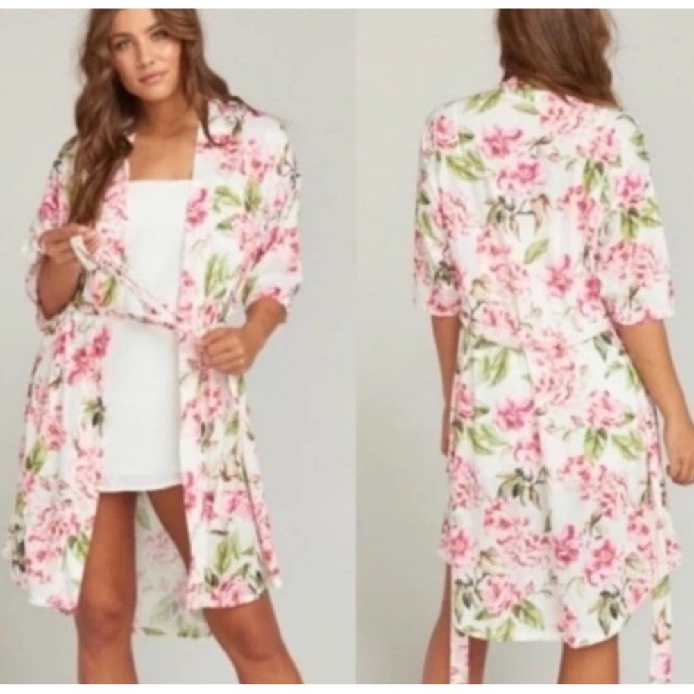 Show Me Your Mumu Pink Floral Brie Robe Garden Of Blooms One Size